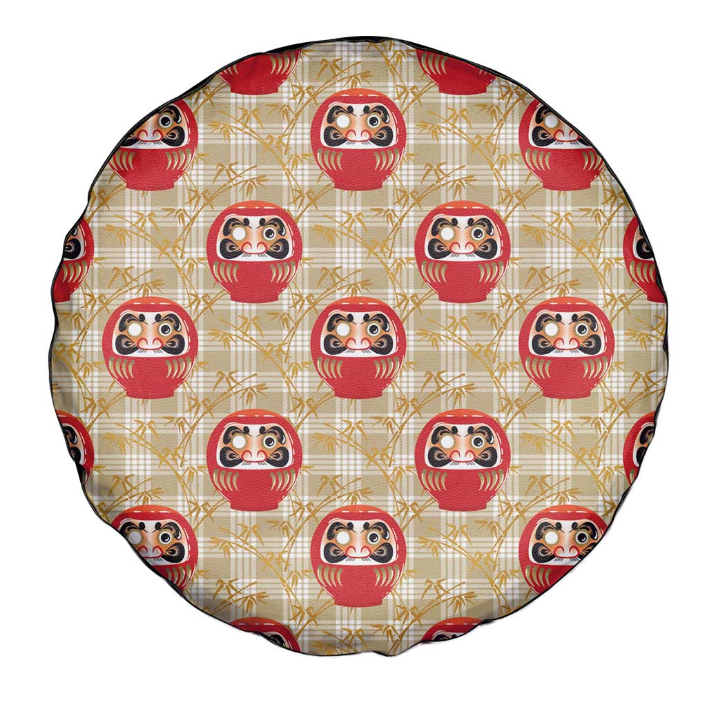 Japanese Daruma Doll Spare Tire Cover Palaka With Seamless Bamboo Pattern - Polynesian Pride