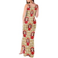 Japanese Daruma Doll Tank Maxi Dress Palaka With Seamless Bamboo Pattern LT14 - Polynesian Pride