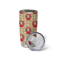 Japanese Daruma Doll Tumbler Cup Palaka With Seamless Bamboo Pattern - Polynesian Pride