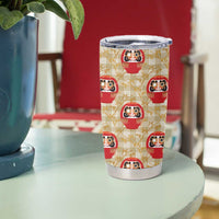 Japanese Daruma Doll Tumbler Cup Palaka With Seamless Bamboo Pattern - Polynesian Pride