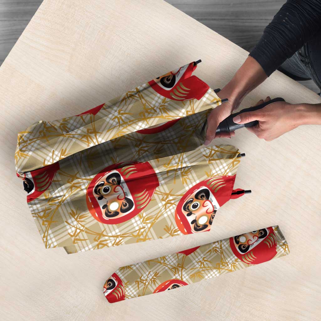 Japanese Daruma Doll Umbrella Palaka With Seamless Bamboo Pattern - Polynesian Pride