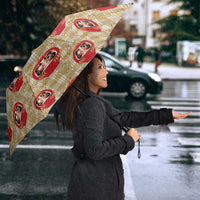 Japanese Daruma Doll Umbrella Palaka With Seamless Bamboo Pattern - Polynesian Pride