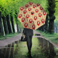 Japanese Daruma Doll Umbrella Palaka With Seamless Bamboo Pattern - Polynesian Pride