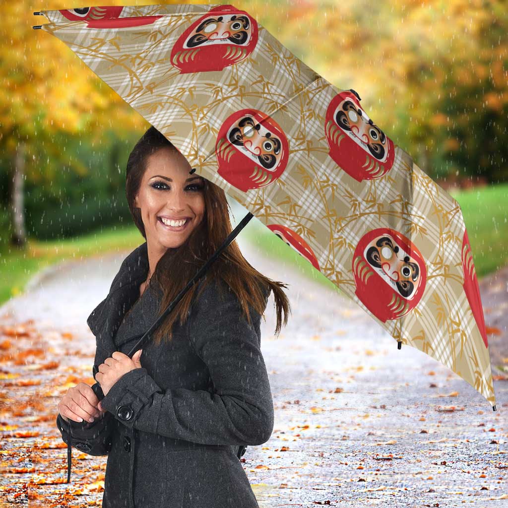 Japanese Daruma Doll Umbrella Palaka With Seamless Bamboo Pattern - Polynesian Pride