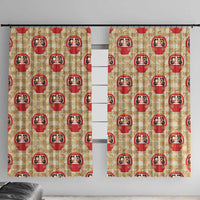 Japanese Daruma Doll Window Curtain Palaka With Seamless Bamboo Pattern - Polynesian Pride