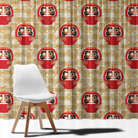 Japanese Daruma Doll Window Curtain Palaka With Seamless Bamboo Pattern - Polynesian Pride