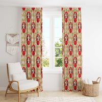 Japanese Daruma Doll Window Curtain Palaka With Seamless Bamboo Pattern - Polynesian Pride