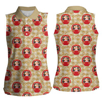Japanese Daruma Doll Women Sleeveless Polo Shirt Palaka With Seamless Bamboo Pattern LT14 - Polynesian Pride