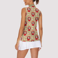 Japanese Daruma Doll Women Sleeveless Polo Shirt Palaka With Seamless Bamboo Pattern LT14 - Polynesian Pride