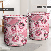 Japanese Daruma Doll Palaka Laundry Basket Cherry Blossoms With Shell Lei - Polynesian Pride