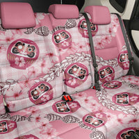 Japanese Daruma Doll Palaka Back Car Seat Cover Cherry Blossoms With Shell Lei - Polynesian Pride