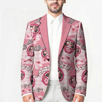 Japanese Daruma Doll Palaka Blazer Cherry Blossoms With Shell Lei - Polynesian Pride