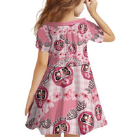 Japanese Daruma Doll Palaka Family Matching Off The Shoulder Long Sleeve Dress and Hawaiian Shirt Cherry Blossoms With Shell Lei LT14 - Polynesian Pride