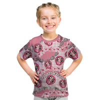 Japanese Daruma Doll Palaka Kid T Shirt Cherry Blossoms With Shell Lei LT14 Pink - Polynesian Pride