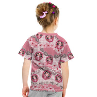 Japanese Daruma Doll Palaka Kid T Shirt Cherry Blossoms With Shell Lei LT14 - Polynesian Pride