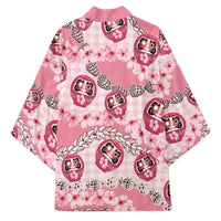 Japanese Daruma Doll Palaka Kimono Cherry Blossoms With Shell Lei - Polynesian Pride