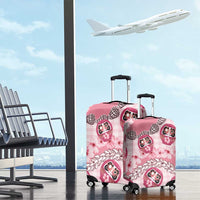 Japanese Daruma Doll Palaka Luggage Cover Cherry Blossoms With Shell Lei - Polynesian Pride