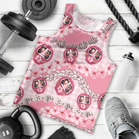 Japanese Daruma Doll Palaka Men Tank Top Cherry Blossoms With Shell Lei - Polynesian Pride