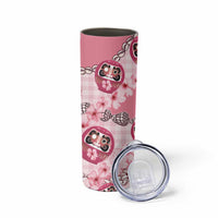 Japanese Daruma Doll Palaka Skinny Tumbler Cherry Blossoms With Shell Lei - Polynesian Pride
