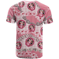 Japanese Daruma Doll Palaka T Shirt Cherry Blossoms With Shell Lei LT14 - Polynesian Pride