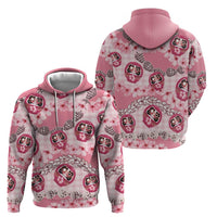 Japanese Daruma Doll Palaka Zip Hoodie Cherry Blossoms With Shell Lei LT14 - Polynesian Pride