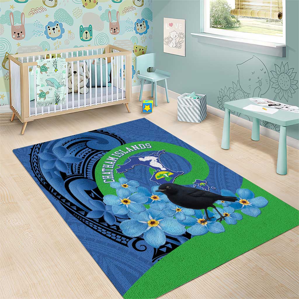 New Zealand Chatham Islands Area Rug Wharekauri Forget Me Not With Black Robin
