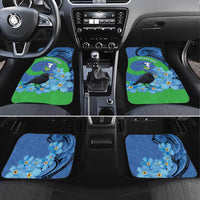New Zealand Chatham Islands Car Mats Wharekauri Forget Me Not With Black Robin LT14 Set 4pcs Blue - Polynesian Pride