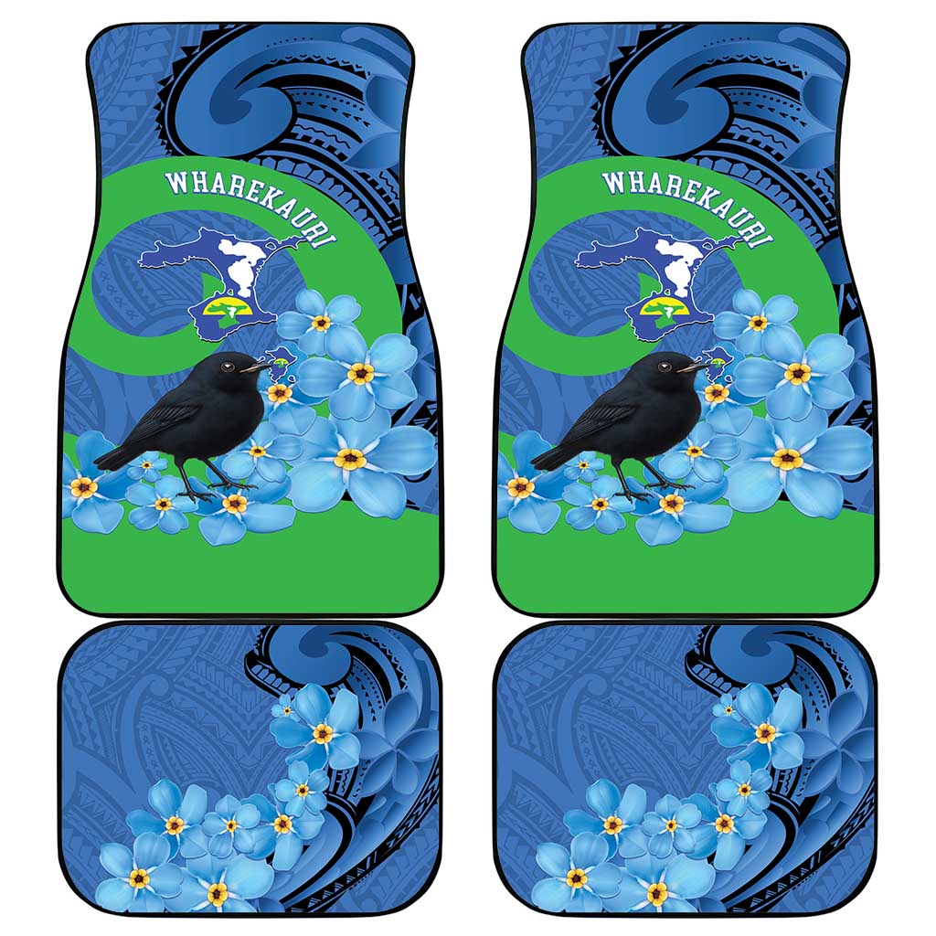 New Zealand Chatham Islands Car Mats Wharekauri Forget Me Not With Black Robin LT14 - Polynesian Pride