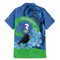 New Zealand Chatham Islands Family Matching Mermaid Dress and Hawaiian Shirt Wharekauri Forget Me Not With Black Robin LT14 - Polynesian Pride