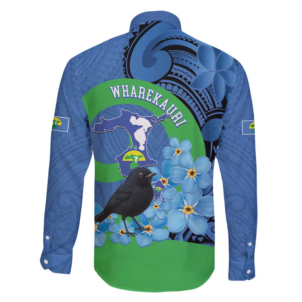New Zealand Chatham Islands Family Matching Mermaid Dress and Hawaiian Shirt Wharekauri Forget Me Not With Black Robin LT14 - Polynesian Pride