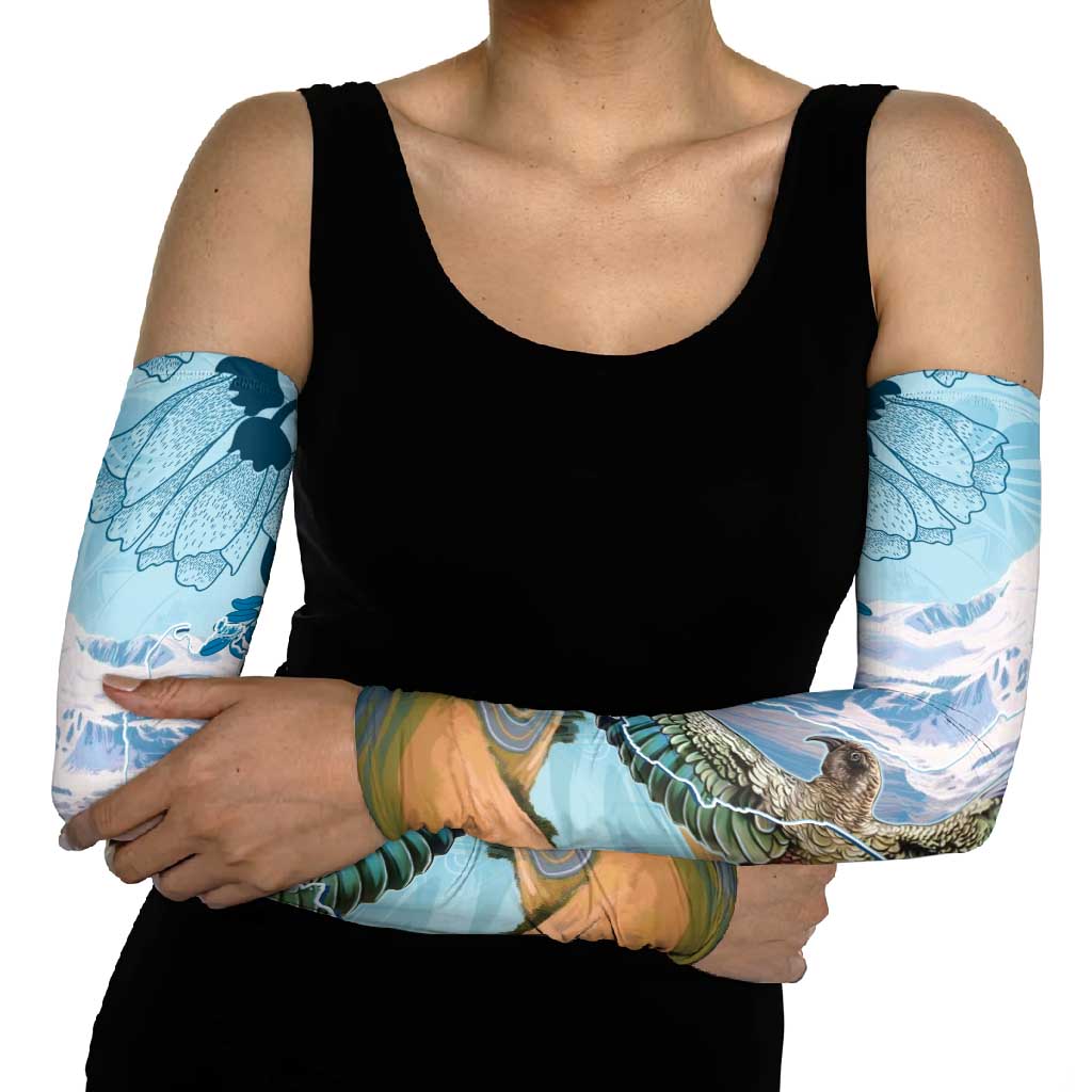New Zealand South Island Arm Sleeves Te Waipounamu Aoraki Kea Bird LT14 - Polynesian Pride