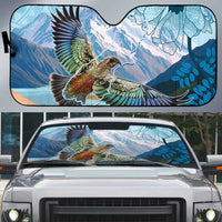 New Zealand South Island Auto Sun Shade Te Waipounamu Aoraki Kea Bird LT14 Blue - Polynesian Pride