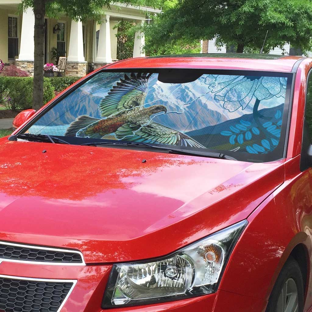 New Zealand South Island Auto Sun Shade Te Waipounamu Aoraki Kea Bird LT14 - Polynesian Pride