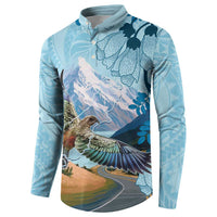 New Zealand South Island Button Sweatshirt Te Waipounamu Aoraki Kea Bird