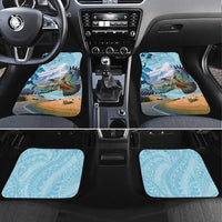 New Zealand South Island Car Mats Te Waipounamu Aoraki Kea Bird LT14 Set 4pcs Blue - Polynesian Pride