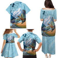 New Zealand South Island Family Matching Puletasi and Hawaiian Shirt Te Waipounamu Aoraki Kea Bird LT14 - Polynesian Pride