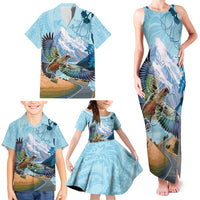 New Zealand South Island Family Matching Tank Maxi Dress and Hawaiian Shirt Te Waipounamu Aoraki Kea Bird LT14 - Polynesian Pride