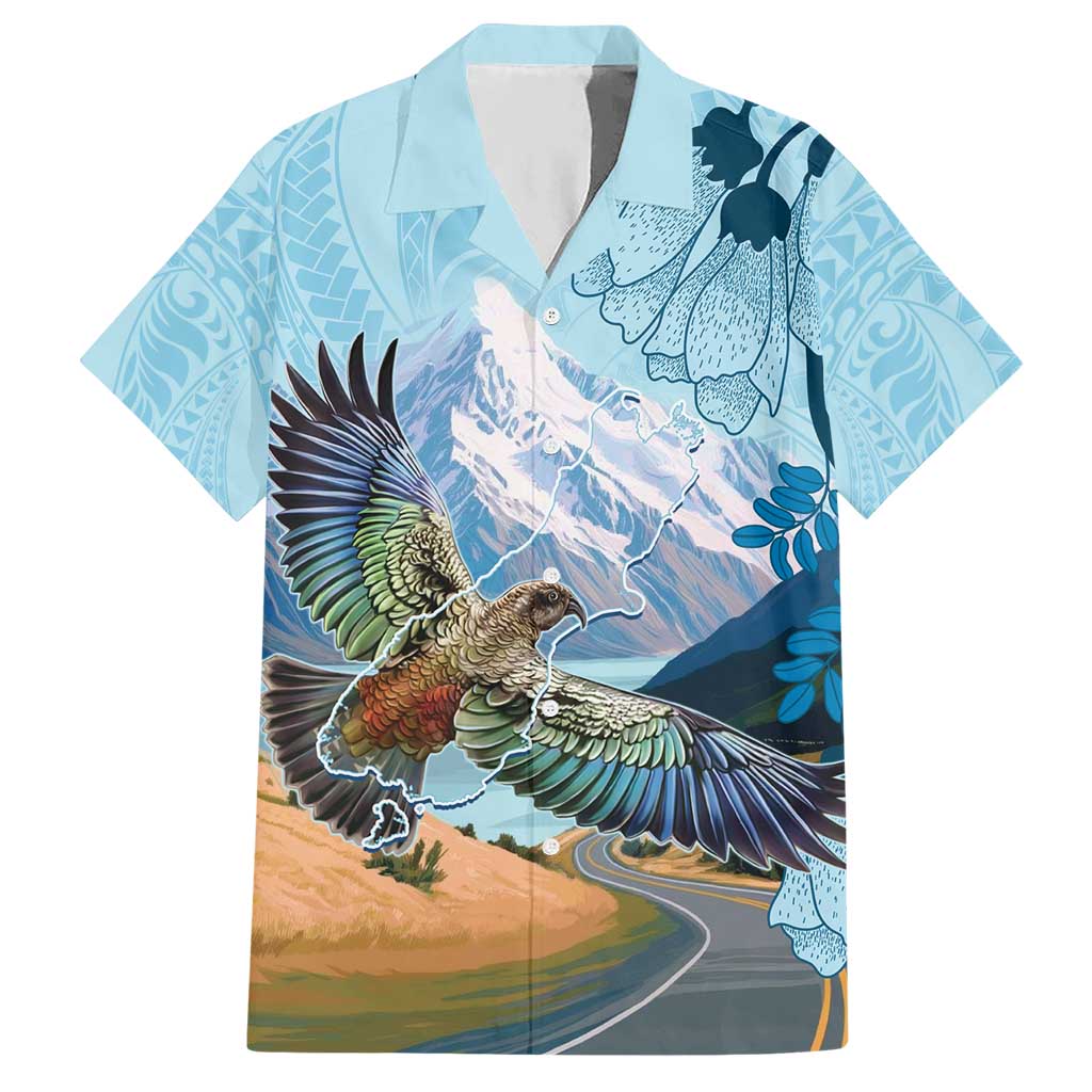 New Zealand South Island Hawaiian Shirt Te Waipounamu Aoraki Kea Bird LT14 Blue - Polynesian Pride