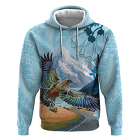 New Zealand South Island Hoodie Te Waipounamu Aoraki Kea Bird LT14 Pullover Hoodie Blue - Polynesian Pride