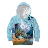 New Zealand South Island Kid Hoodie Te Waipounamu Aoraki Kea Bird LT14 Hoodie Blue - Polynesian Pride