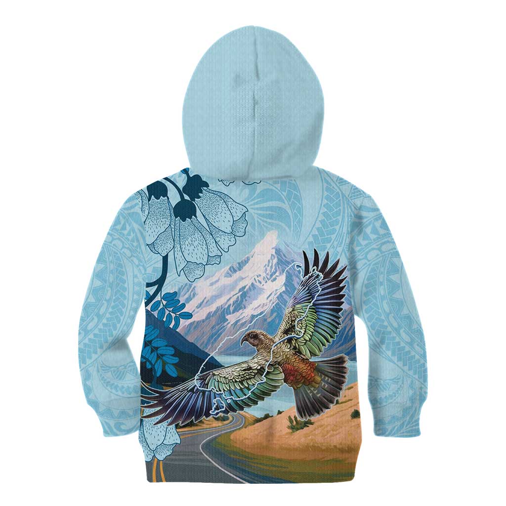 New Zealand South Island Kid Hoodie Te Waipounamu Aoraki Kea Bird LT14 - Polynesian Pride