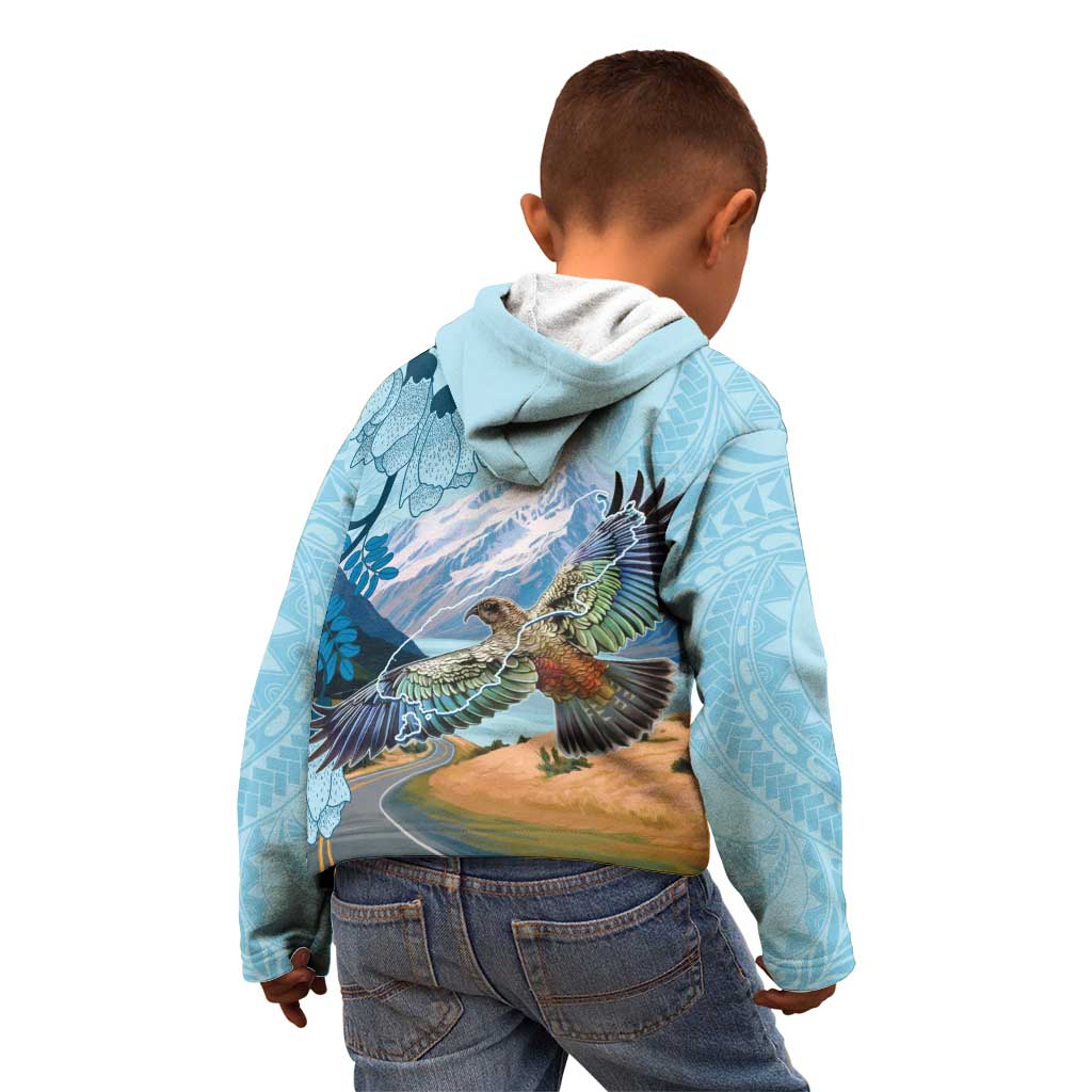 New Zealand South Island Kid Hoodie Te Waipounamu Aoraki Kea Bird LT14 - Polynesian Pride