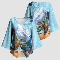New Zealand South Island Kimono Sleeve Blouse Te Waipounamu Aoraki Kea Bird LT14 - Polynesian Pride