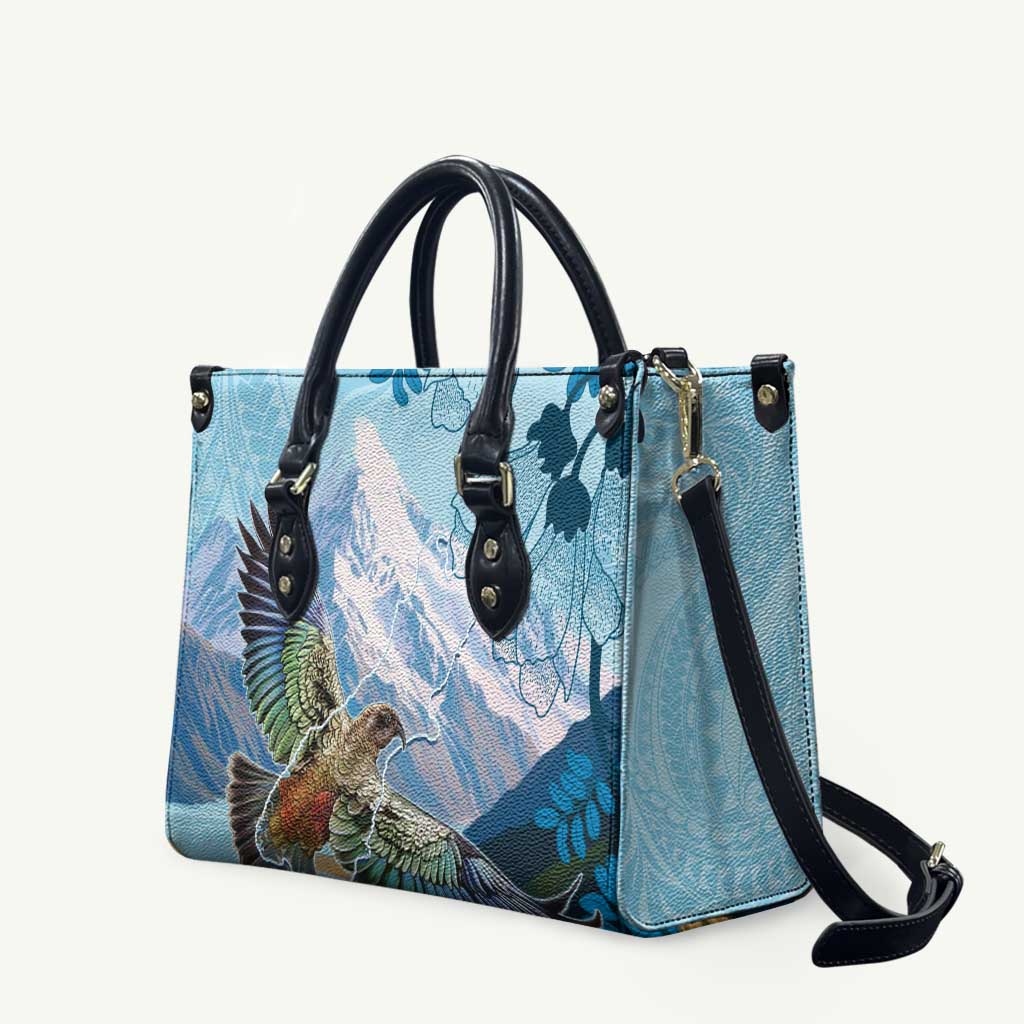 New Zealand South Island Leather Bag Te Waipounamu Aoraki Kea Bird LT14 Blue - Polynesian Pride