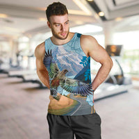 New Zealand South Island Men Tank Top Te Waipounamu Aoraki Kea Bird LT14 Blue - Polynesian Pride