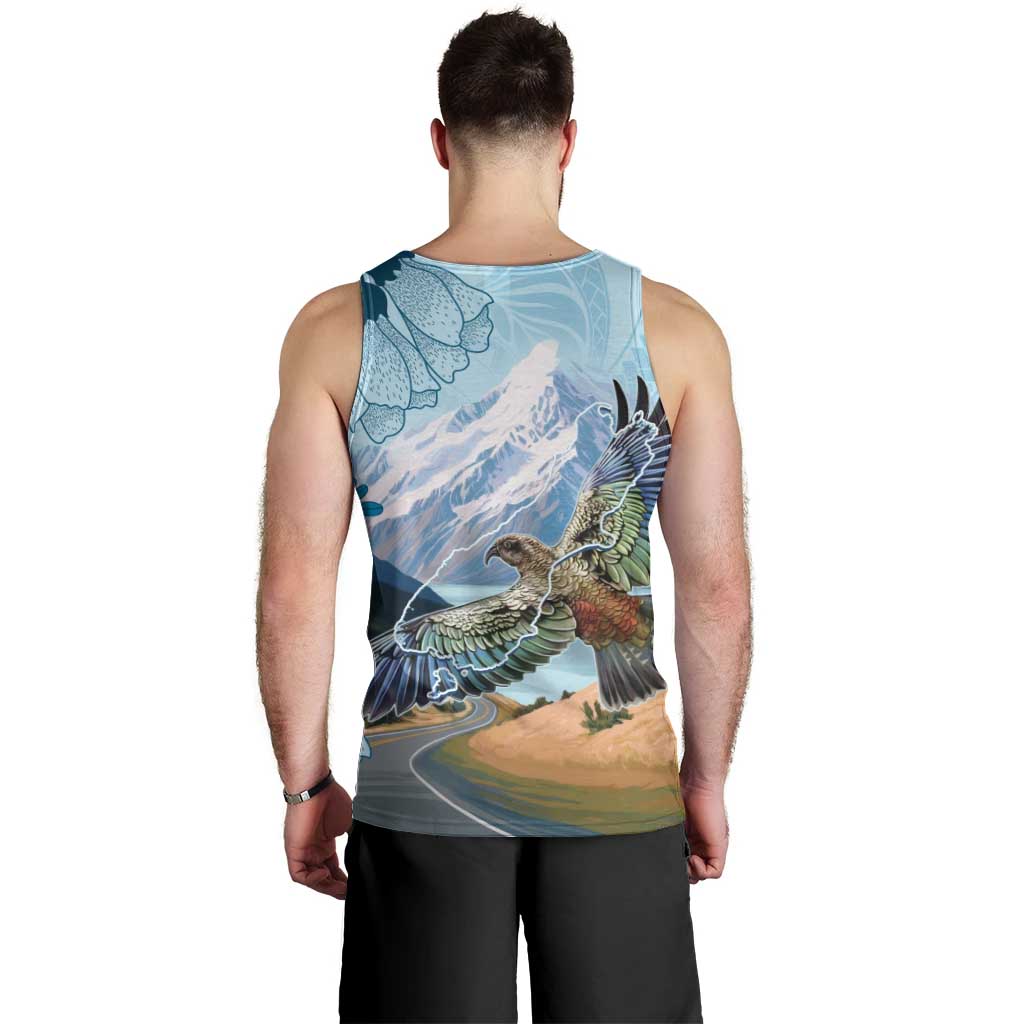 New Zealand South Island Men Tank Top Te Waipounamu Aoraki Kea Bird LT14 - Polynesian Pride