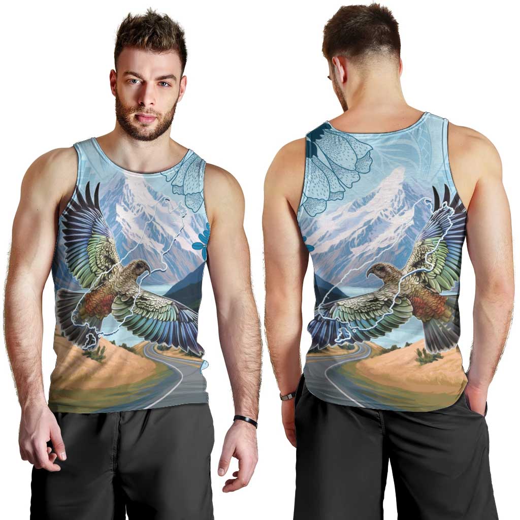 New Zealand South Island Men Tank Top Te Waipounamu Aoraki Kea Bird LT14 - Polynesian Pride
