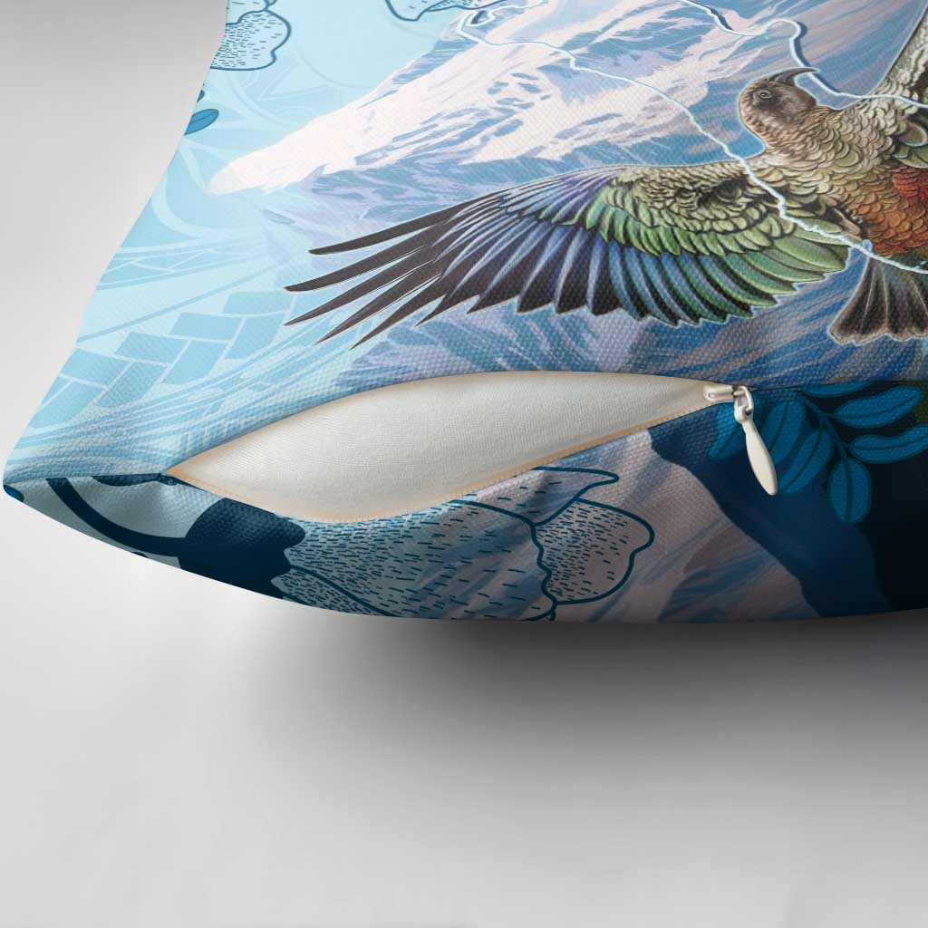 New Zealand South Island Pillow Cover Te Waipounamu Aoraki Kea Bird LT14 - Polynesian Pride