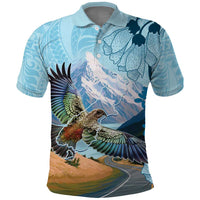 New Zealand South Island Polo Shirt Te Waipounamu Aoraki Kea Bird LT14 Blue - Polynesian Pride