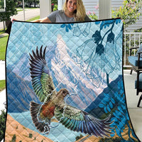 New Zealand South Island Quilt Te Waipounamu Aoraki Kea Bird LT14 Blue - Polynesian Pride